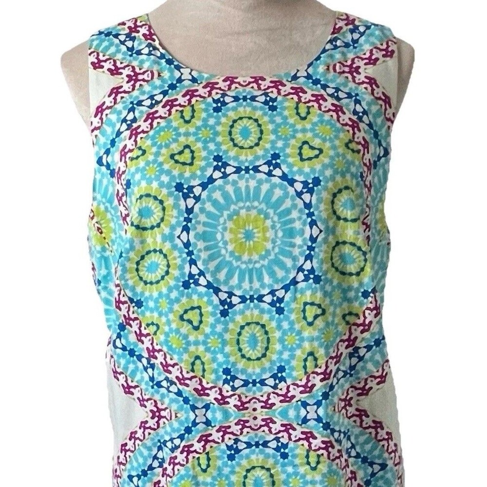 Maggy London Womens Floral Sleeveless Sheath Dress Cotton  Summery Size 16
